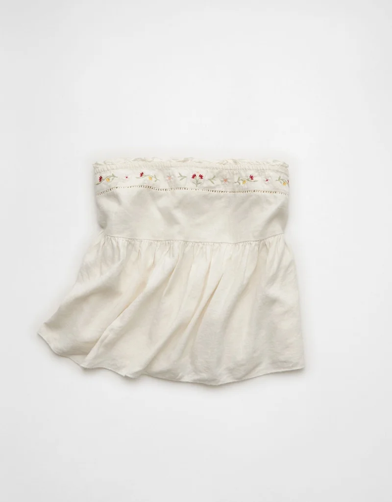 American Eagle  AE Embroidered Strapless Babydoll Tube Top for Women | Best Price UAE