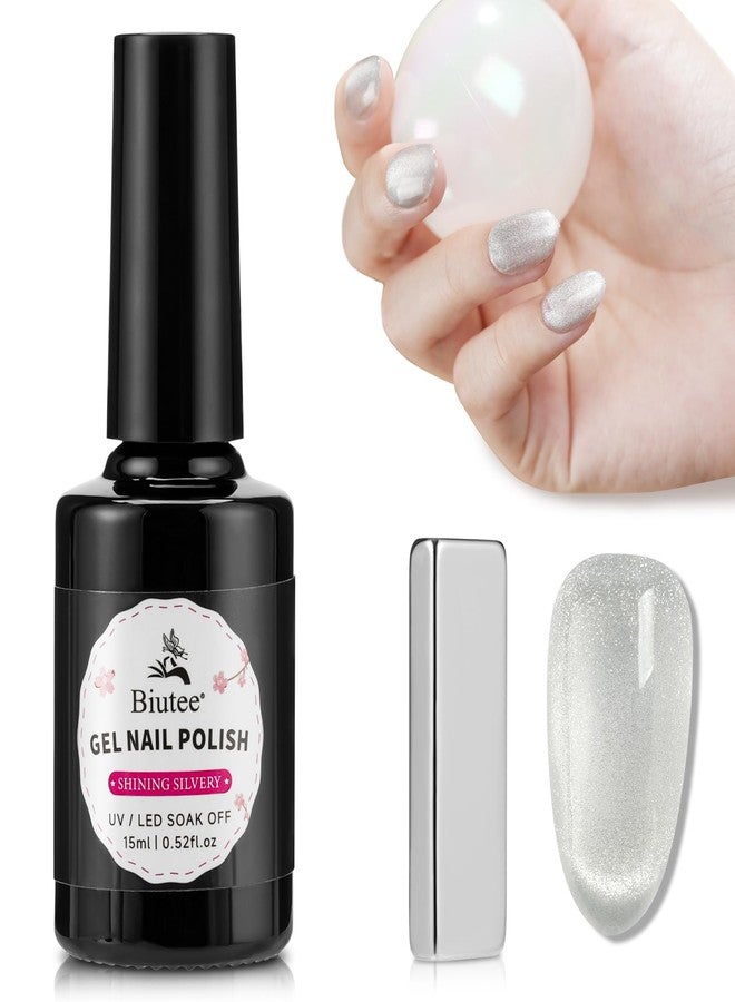 SEISSO Cat Eye Gel Nail Polish Set - 15ml Sliver Cat Eye Magnetic Nail Polish with Magnet Stick, Reflective Glitter Soak Off UV Gel, Translucent Nail Art Kit for Salon & Home - Image 1