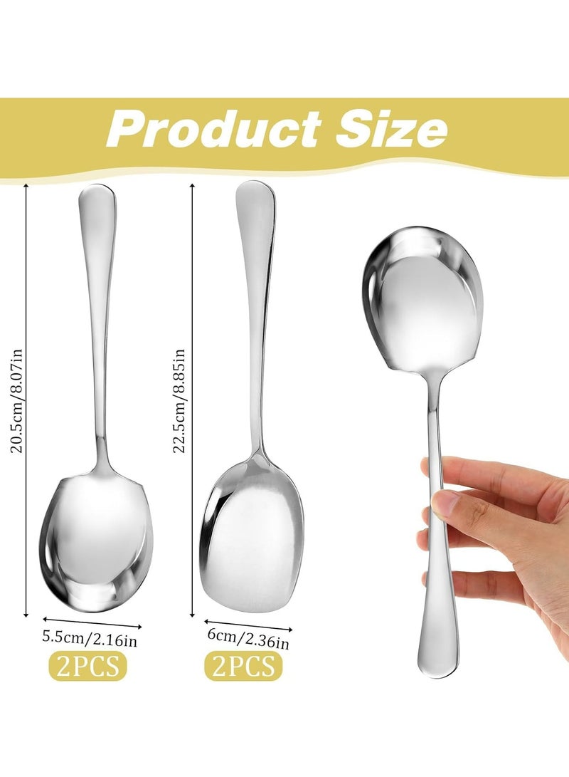 أوزيغالور ملعقات الخدمة الكبيرة من الفولاذ المقاوم للصدأ مع مفاتيح طويلة للسلطة الطبقية للمطعم والبانقويت - Image 5