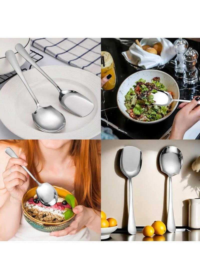 أوزيغالور ملعقات الخدمة الكبيرة من الفولاذ المقاوم للصدأ مع مفاتيح طويلة للسلطة الطبقية للمطعم والبانقويت - Image 4