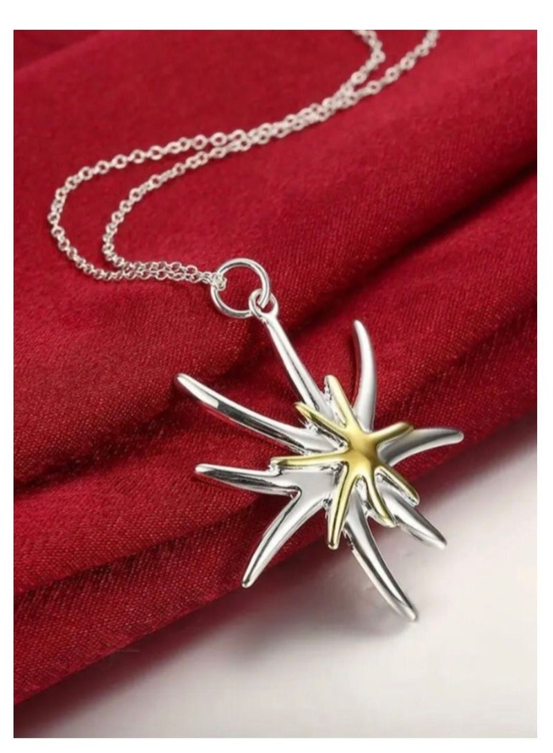 نون-شى سلسال نسائي فخم وأنيق مطلي بالفضة الخالصة 925 - Image 1