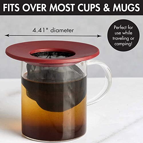 Primula Brew Buddy Portable Pour Over, Reusable Fine Mesh Filter, Dishwasher Safe, Single Cup of Coffee or Tea at Any Strength, Ideal for Travel or Camping, 404.88 milliliters, Red - Image 5