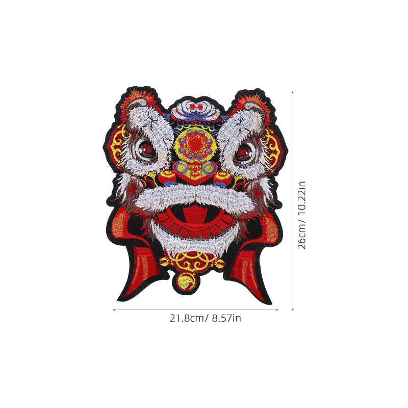 Dancing Lion Embroidery Iron On Patches 2Pcs Small Red Appliques For Clothing Repair DIY Crafts - Image 3