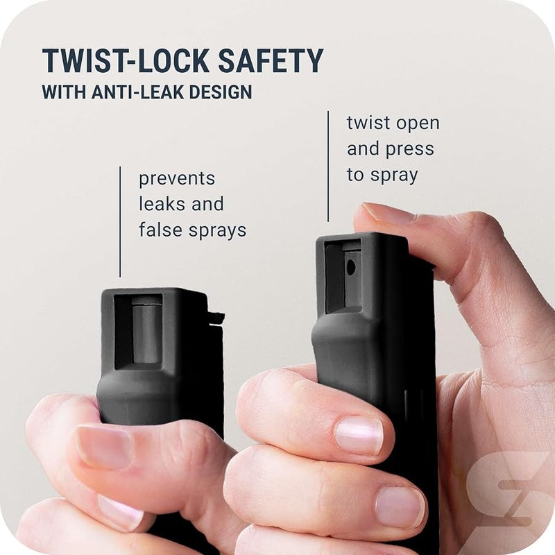 صابري Sabre Pepper Spray with Quick Release Keychain for Self Defense – Maximum Police Strength OC Spray with UV Marking Dye, Twist Lock Safety, Finger Grip, 10‑Second Spray, 14‑ft Range, Made in USA - Image 3