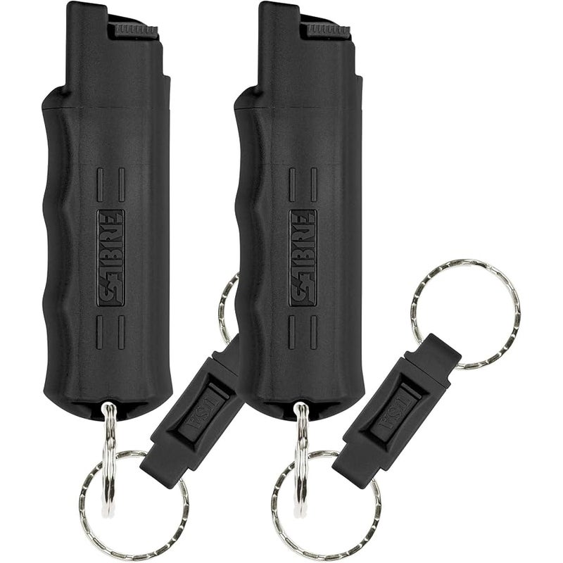 صابري Sabre Pepper Spray with Quick Release Keychain for Self Defense – Maximum Police Strength OC Spray with UV Marking Dye, Twist Lock Safety, Finger Grip, 10‑Second Spray, 14‑ft Range, Made in USA - Image 1