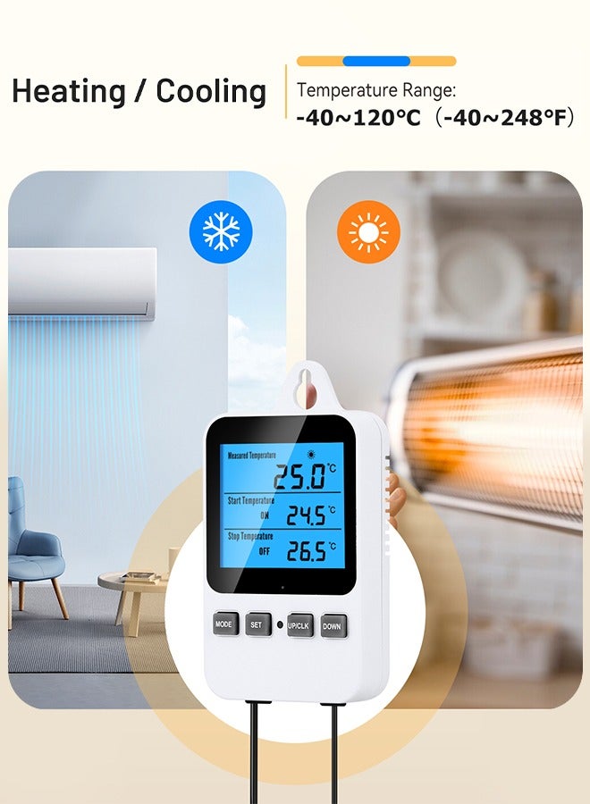 INKBIRDPLUS Split-Type Temperature Controller, Digital Heating Cooling Thermostat with Backlit LCD, Periodic Timing Control, High and Low Temperature Alarms, Ideal for Reptile Greenhouse Brewing Refrigerator - Image 3