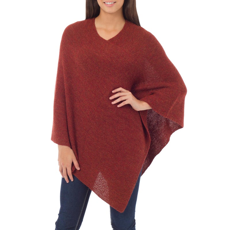 NOVICA Handmade Alpaca Poncho Women's Wool Peru 'Autumn Splendor' - Image 1