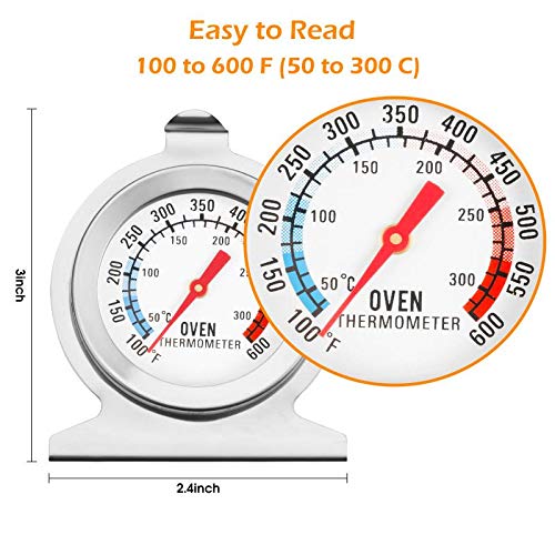 Koimsec in Oven Thermometer for Grill Smoker BBQ 50-300°C/100-600°F, Instant Read Precision Stainless Steel Electric/Gas Oven Thermometers, Analog Thermometer Gauge for Kitchen Cooking Baking - Image 2