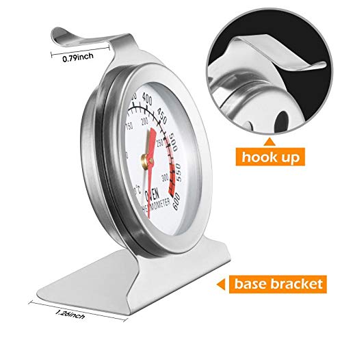 Koimsec in Oven Thermometer for Grill Smoker BBQ 50-300°C/100-600°F, Instant Read Precision Stainless Steel Electric/Gas Oven Thermometers, Analog Thermometer Gauge for Kitchen Cooking Baking - Image 3