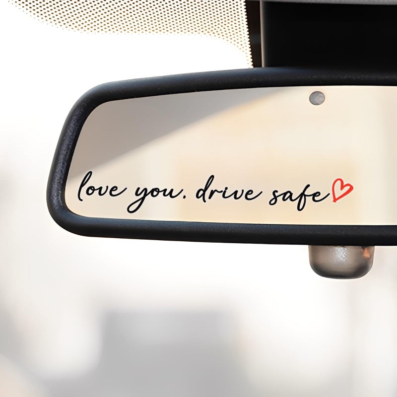 TIIMGCOO 3X Love You, Drive Safe Holographic Car Mirror Decal Stickers for Cars Rearview Decal for Women Cute Decals Vinyl Affirmation Stickers for Window, Tumbler and Water Bottle (Black) - Image 1