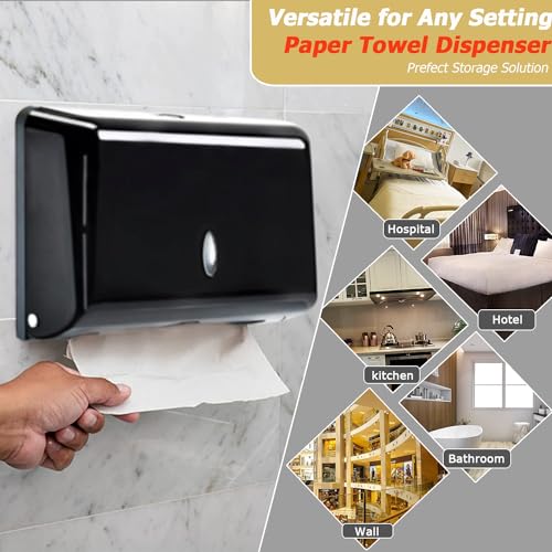 AIFUSI Paper Towel Dispensers, Commercial Toilet Tissue Dispensers Wall Mount Paper Towel Holder C-Fold/Multifold Paper Towel Dispenser for Bathroom, Kitchen(Black) - Image 5