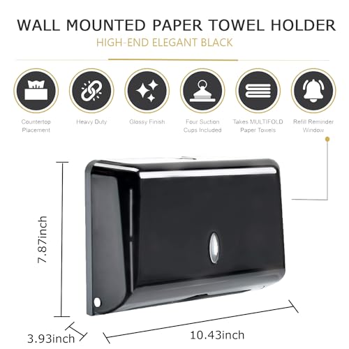 AIFUSI Paper Towel Dispensers, Commercial Toilet Tissue Dispensers Wall Mount Paper Towel Holder C-Fold/Multifold Paper Towel Dispenser for Bathroom, Kitchen(Black) - Image 3