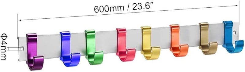 Wall Mounted Adjustable Coat Hook Rack With 16 Hangers Black 2 Pieces - Image 2