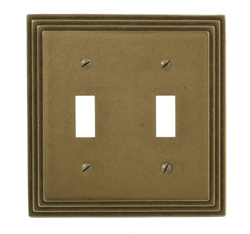 AMERELLE 84TTRB Steps Double Toggle Cast Metal Wallplate in Rustic Brass - Image 4