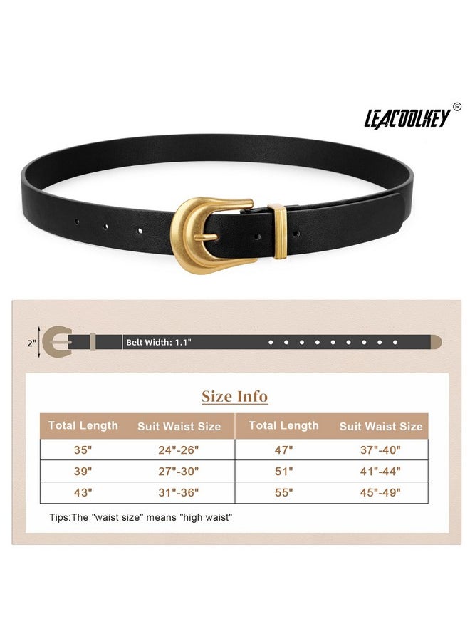 LEACOOLKEY - 2 Pack Women'S Leather Belts For Jeans Western Belt Ladies Wsit Belt With Gold Silver Buckle - Image 1