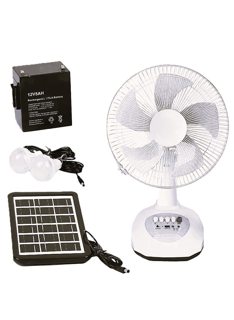 مايكروبلس مروحة طاولة تعمل بالطاقة الشمسية قابلة لإعادة الشحن مقاس 12 بوصة موفرة للطاقة مع لوحة شمسية - Image 1