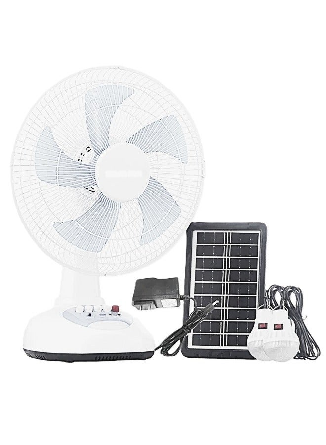 مايكروبلس مروحة طاولة تعمل بالطاقة الشمسية قابلة لإعادة الشحن مقاس 12 بوصة موفرة للطاقة مع لوحة شمسية - Image 2