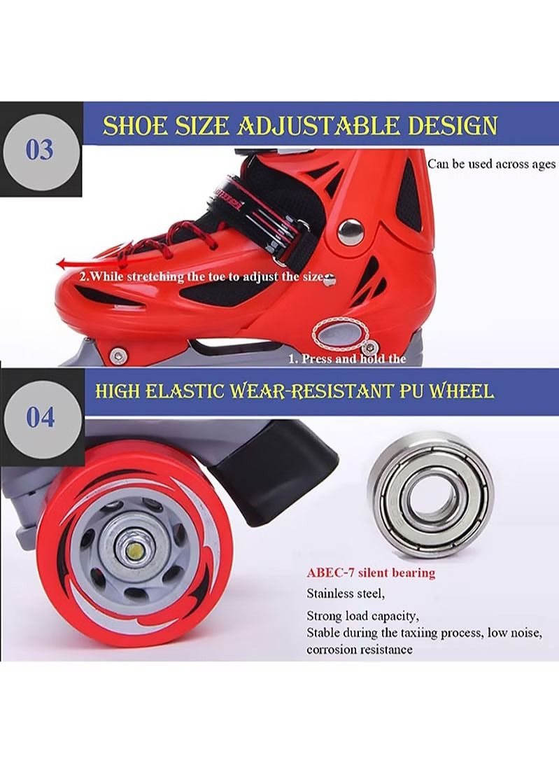 AGD Skates Shoes for Beginners Four-wheel Adjustable Skate Shoes with Built-In Adjusters Indoor Outdoor Fitness Skates Roller Boots for Boys & Girls XS:(27-30cm) - Image 3
