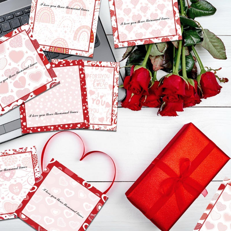 Denylo pro 9 Pieces Heart Sticky Notes Valentine Heart Sticky Notes Self-Adhesive Valentine Sticky Note Pads Sticky for School Office Home Supplies Students Teachers Presents - Image 5