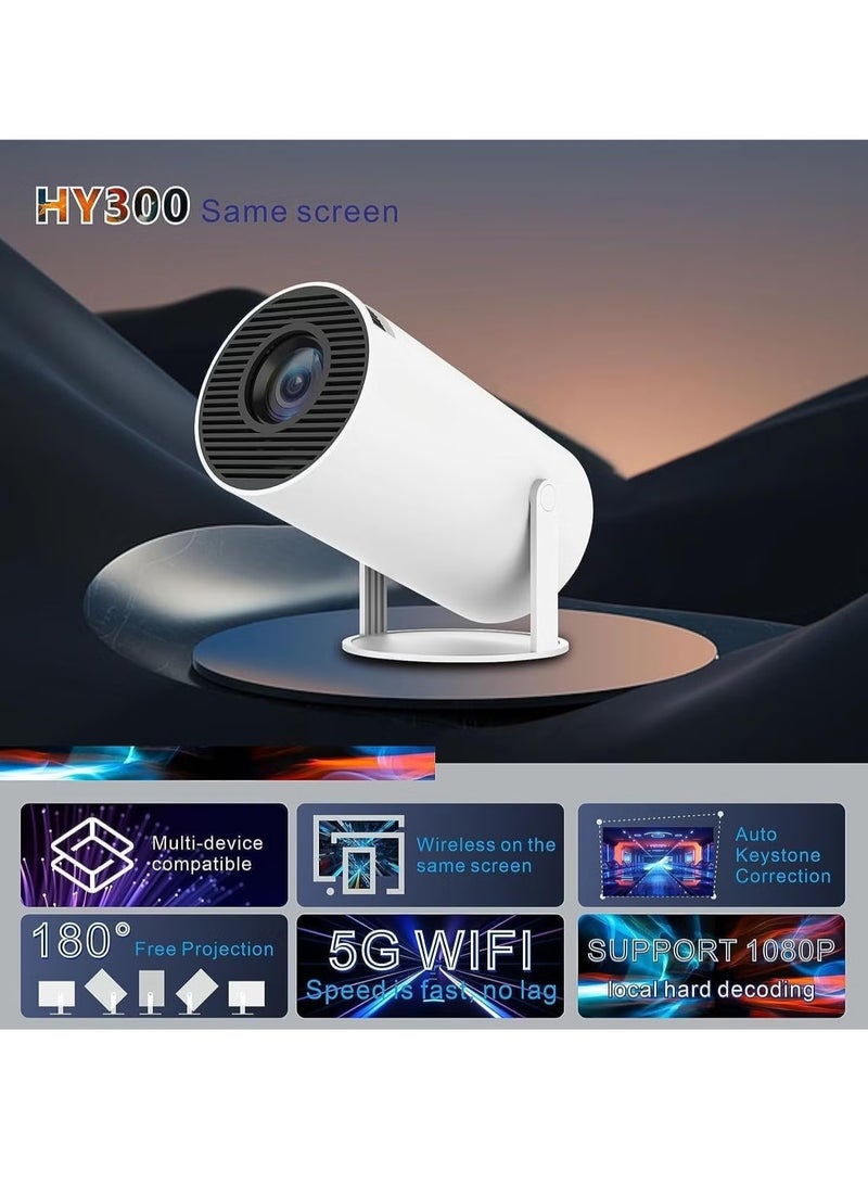 TIGER HY300 Auto Keystone Correction Portable 4K Projector | 200 ANSI Smart Projector with 2.4/5G WiFi, BT 5.0, 130-Inch Screen, 180° Flip | Home & Office Use, Crystal Clear Display  - Image 2