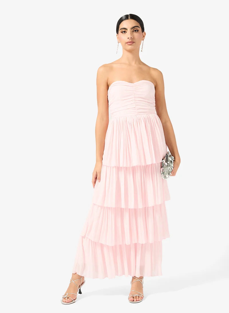 ELLA Bandeau Pleated Dress With Layers