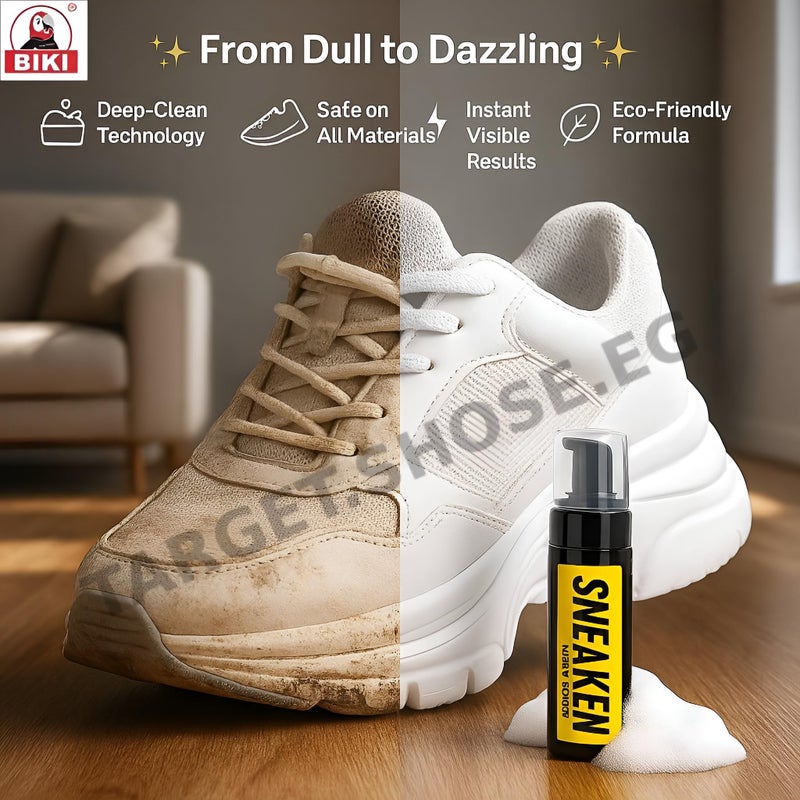Tishta Sneaker Cleaning Kit with Durable Towel and Brush Long Lasting Deep Cleaning Foaming Cleaner and Freshener to Remove Dirt and Stains and Keep Fresh Scent for Sneakers and Leather â€“ BIKI, 150 - Image 3