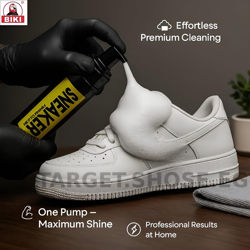 Tishta Sneaker Cleaning Kit with Durable Towel and Brush Long Lasting Deep Cleaning Foaming Cleaner and Freshener to Remove Dirt and Stains and Keep Fresh Scent for Sneakers and Leather â€“ BIKI, 150 - Image 2