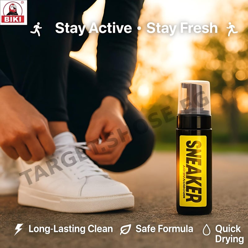 Tishta Sneaker Cleaning Kit with Durable Towel and Brush Long Lasting Deep Cleaning Foaming Cleaner and Freshener to Remove Dirt and Stains and Keep Fresh Scent for Sneakers and Leather â€“ BIKI, 150 - Image 4