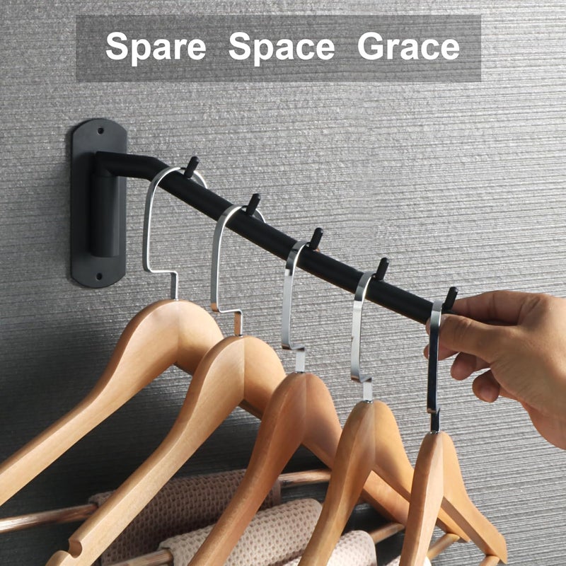 Alise Wall Mounted Drying Rack,Swivel Clothes Drying Rack Stainless Steel,Space Saving Clothes Hanger Rack,Heavty Duty Clothes Wall Drying Rack for Laundry Closet Bedroom/Bathroom,Matte Black - Image 2