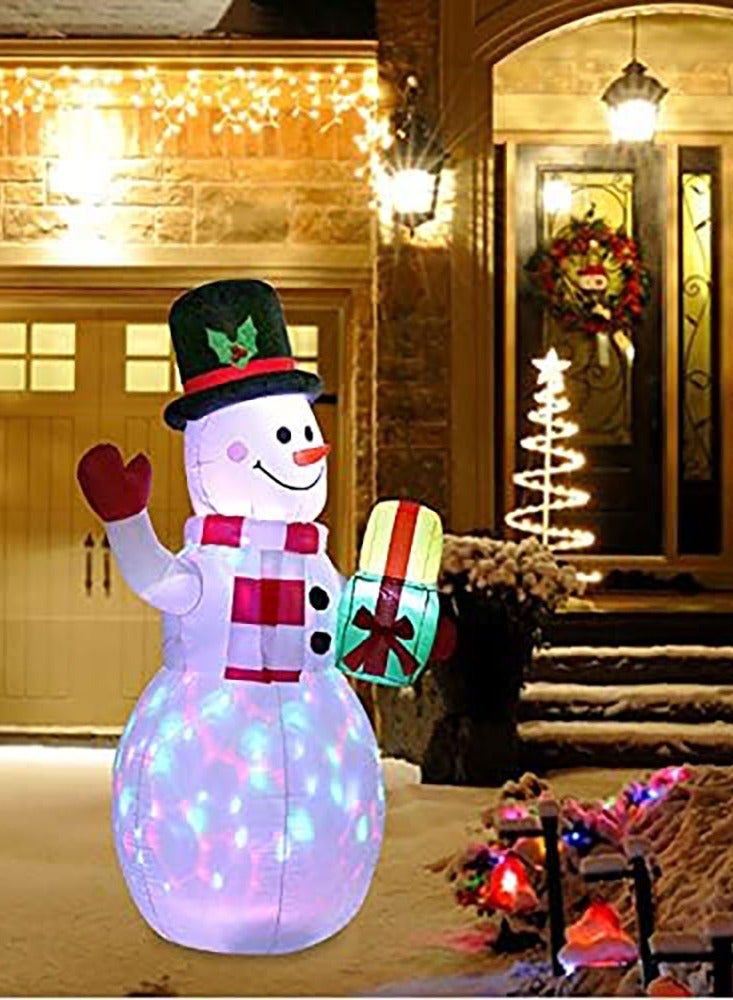 تابيت ديكورات خارجية قابلة للنفخ على شكل رجل ثلج بطول 5 أقدام، ديكور فناء قابل للنفخ مع ضوء LED دوار وقبعة سحرية، ديكورات عيد الميلاد للحديقة والفناء والحفلات وهدايا عيد الميلاد - Image 4