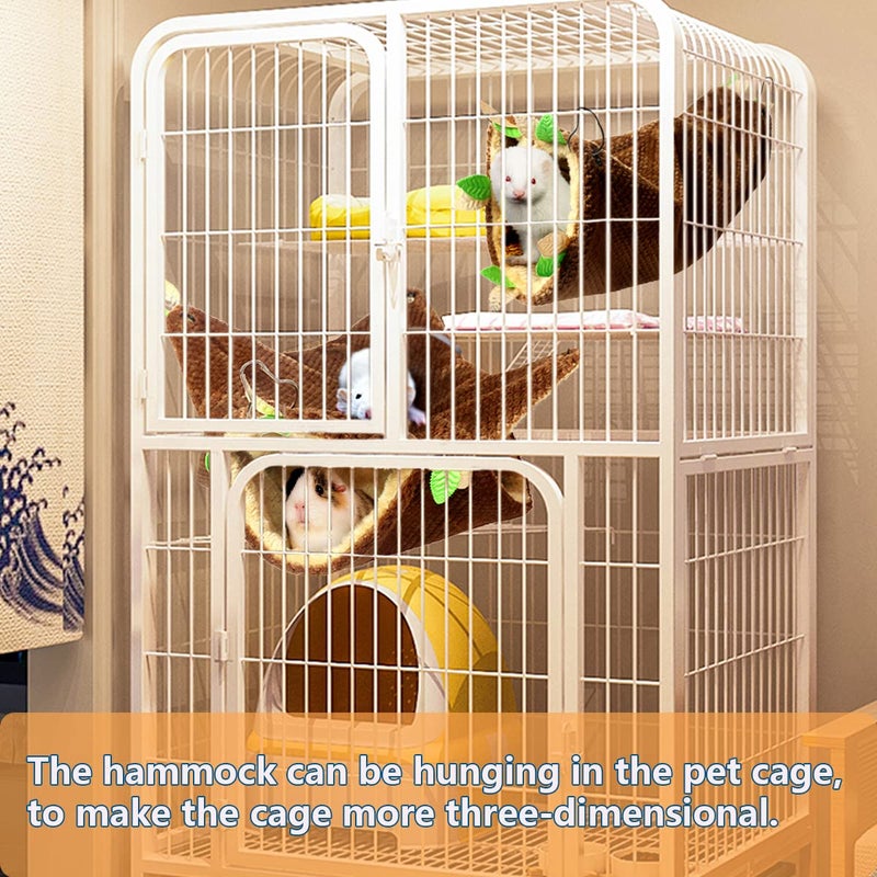 LEFTSTARER Guinea Pig Ferret Rat Hammock Toy Small Animal Cage Accessories Hideout Tunnel & Bunkbed Hammock for Rat Ferret Guinea Pig Hamster Sugar Glider Chinchilla, 1.Forest Hammock Set - Image 2
