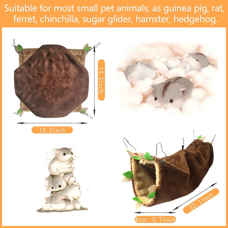LEFTSTARER Guinea Pig Ferret Rat Hammock Toy Small Animal Cage Accessories Hideout Tunnel & Bunkbed Hammock for Rat Ferret Guinea Pig Hamster Sugar Glider Chinchilla, 1.Forest Hammock Set - Image 4