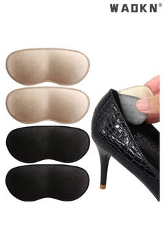 WAOKN 6 Pairs Heel Cushion Pad Shoe Grips Liner Insert for Shoes, Inserts Liners Non-Loose Shoes,Anti Wear and Foot Protection Sponge with High Heels Preventing Slipping and Rubbing(black,apricot)  - Image 1