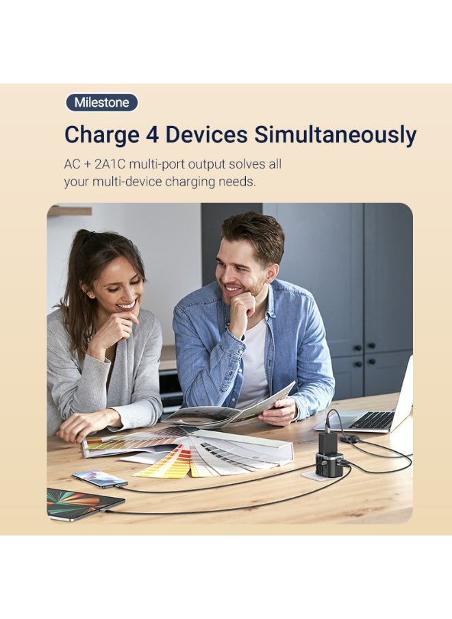 فينشن محول سفر عالمي VENTION بثلاثة منافذ USB (C + A + A) (20 واط/18 واط/18 واط) أسود، رقم الموديل FJCB0  - Image 5