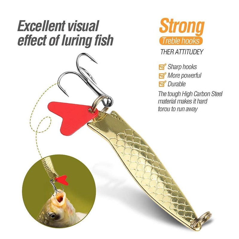 DONQL Spoon Fishing Lures, 20pcs Metal Fishing Spoon Lures Hard Baits Saltwater Fishing Lures Spinner Baits Fish Treble Hooks Tackle Salmon Bass (Set B) - Image 3