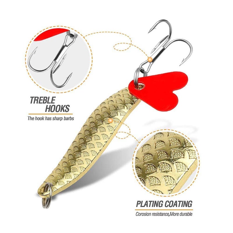 DONQL Spoon Fishing Lures, 20pcs Metal Fishing Spoon Lures Hard Baits Saltwater Fishing Lures Spinner Baits Fish Treble Hooks Tackle Salmon Bass (Set B) - Image 4