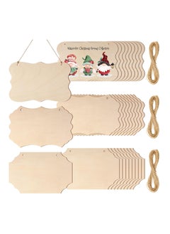 30 Pcs Unfinished Hanging Wood Sign Blank Wood Blanks for Crafts Wooden Plaque for Crafts Wood Hanging Sign Blank Rectangle Sign Slices Banner Ornament for DIY Painting Writing 9 x 5.91 Inch