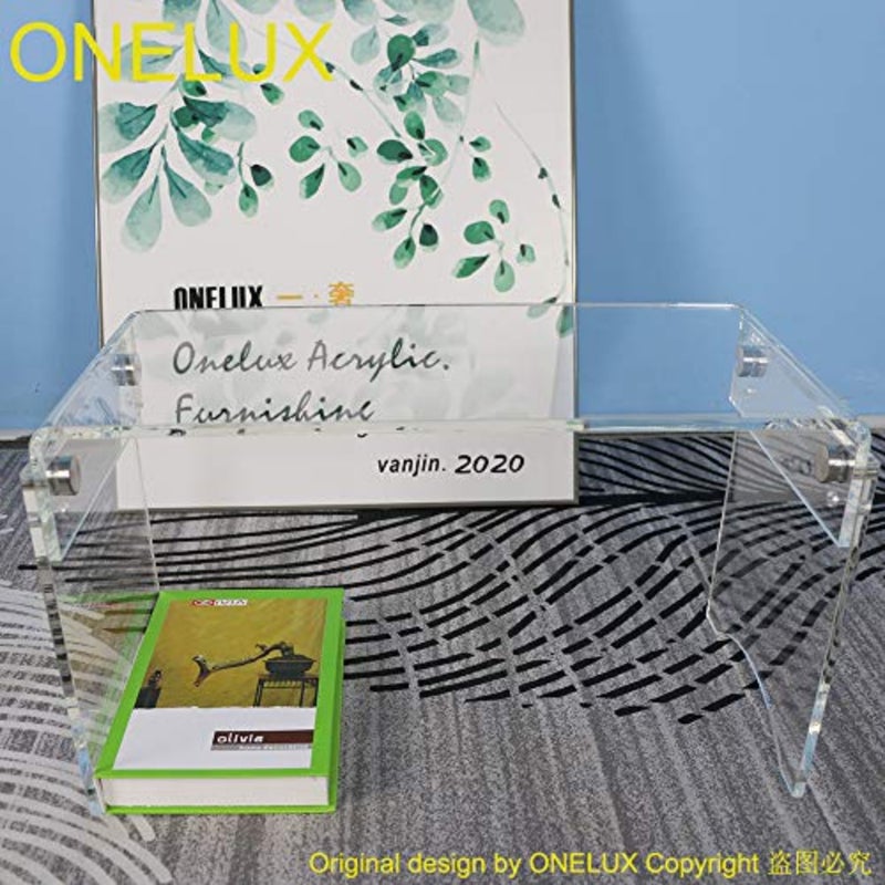 Flat Packed Waterfall Acrylic Laptop Stand Table, Clear Bed Breakfast Table/Occasional Side Small Tables - Image 3
