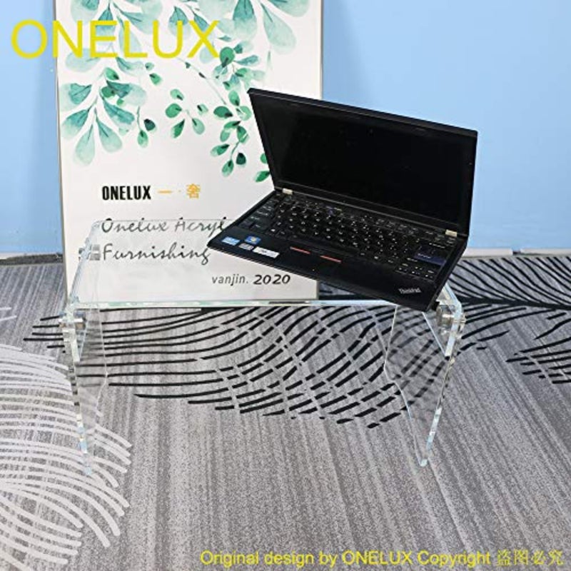 Flat Packed Waterfall Acrylic Laptop Stand Table, Clear Bed Breakfast Table/Occasional Side Small Tables - Image 2