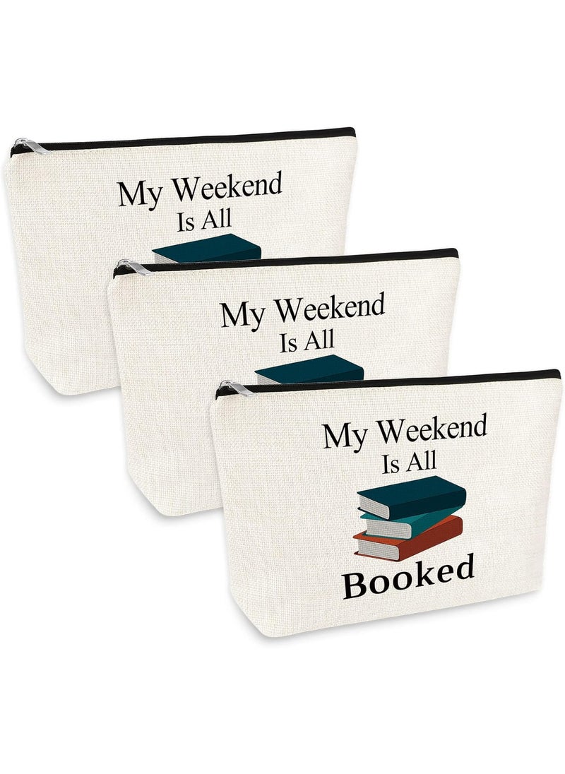 Mikela 3 Pcs Book Lover Gifts Makeup Bag Reading Lover Gifts Reading Book Club Gift Bibliophile Gifts Book Worm Gift Bookish Gifts Librarian Gifts Best Friend Teacher Christmas Birthday Gifts Cosmetic Bag 