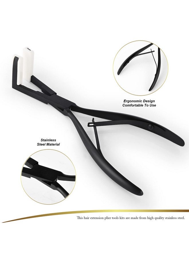 Ehdis مجموعة أدوات تمديد الشعر شريط لاصق أدوات ختم الشعر كماشة سطح مسطح أدوات تمديد الشعر مع شريط لاصق بديل مزدوج الجوانب (أسود) - Image 4