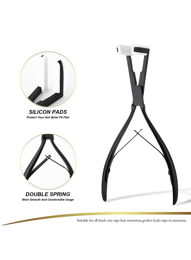 Ehdis مجموعة أدوات تمديد الشعر شريط لاصق أدوات ختم الشعر كماشة سطح مسطح أدوات تمديد الشعر مع شريط لاصق بديل مزدوج الجوانب (أسود) - Image 3