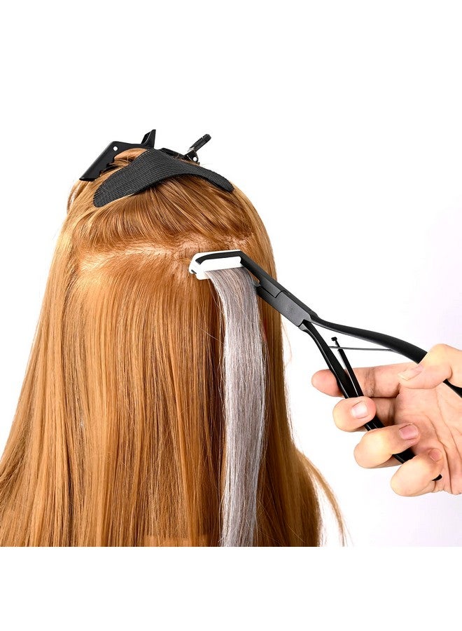 Ehdis مجموعة أدوات تمديد الشعر شريط لاصق أدوات ختم الشعر كماشة سطح مسطح أدوات تمديد الشعر مع شريط لاصق بديل مزدوج الجوانب (أسود) - Image 5