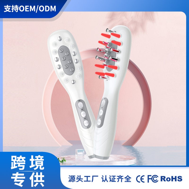 Electric Scalp Massager Comb with Microcurrent Hair Growth and Color Light Therapy, White - Image 1