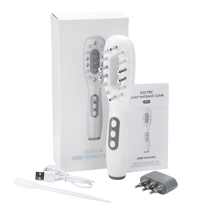 Electric Scalp Massager Comb with Microcurrent Hair Growth and Color Light Therapy, White - Image 5