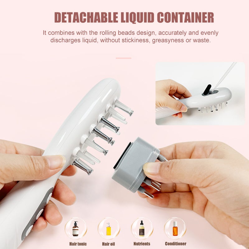 Electric Scalp Massager Comb with Microcurrent Hair Growth and Color Light Therapy, White - Image 3