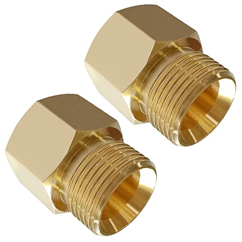 Uenede 2PCS Brass Pressure Washer Coupler, M22-14mm Female x M22-15mm Male Thread, 4500PSI Metric Hex Nipple Coupling Adapter Fitting - Image 1