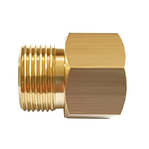 Uenede 2PCS Brass Pressure Washer Coupler, M22-14mm Female x M22-15mm Male Thread, 4500PSI Metric Hex Nipple Coupling Adapter Fitting - Image 4