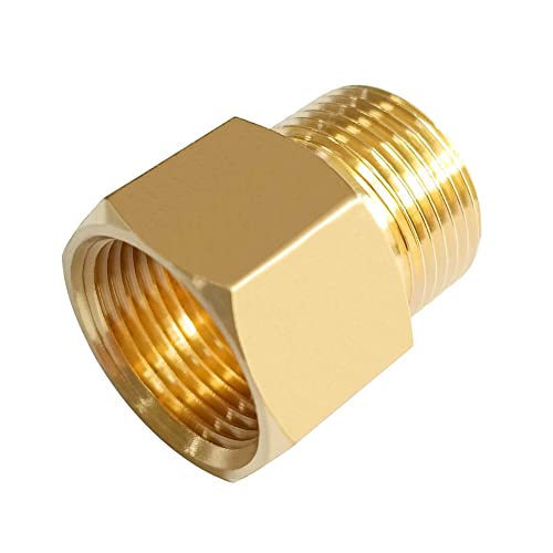 Uenede 2PCS Brass Pressure Washer Coupler, M22-14mm Female x M22-15mm Male Thread, 4500PSI Metric Hex Nipple Coupling Adapter Fitting - Image 3
