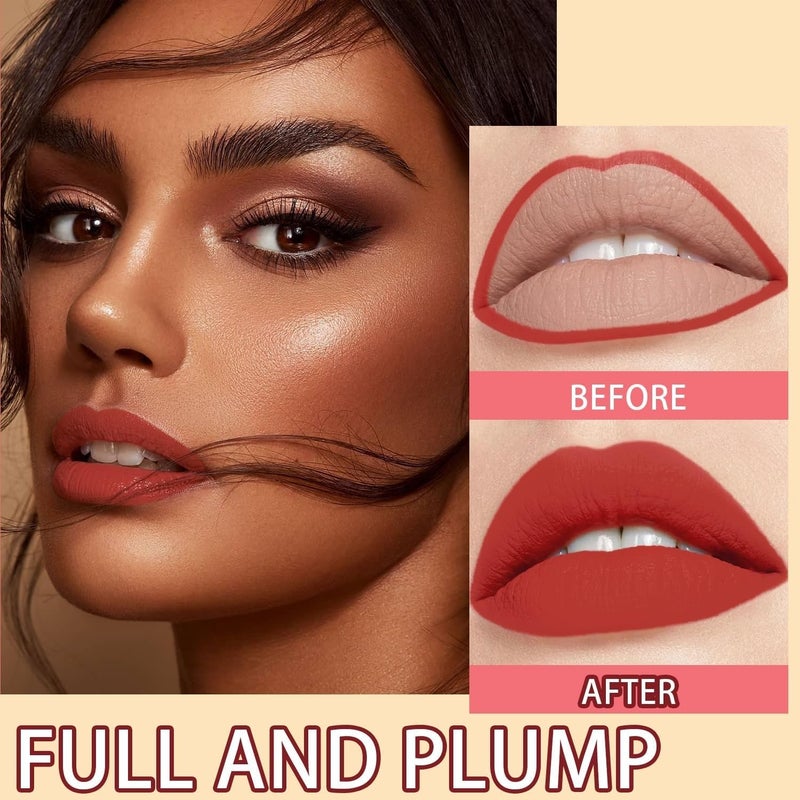 Matte Lip Liner Set, 12 Colors Brown Tone Natural Lip Makeup, Ultra Fine Lip Liner & Eyeliner Set, Creamy, Long Lasting, High Pigmented Pencil, Various Shades of Brown - Image 5